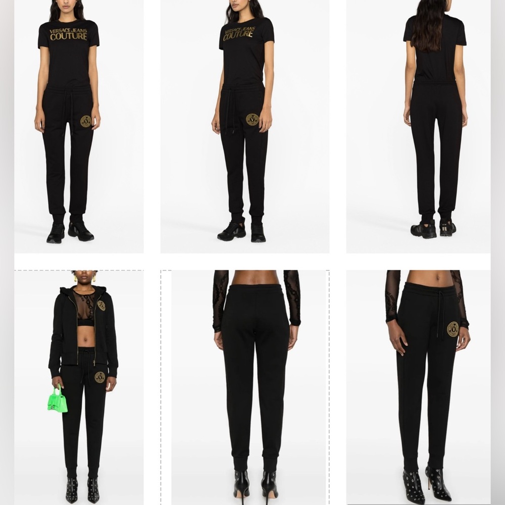 VERSACE JEANS COUTURE’S DRAWSTRING JOGGERS WITH BOLD GOLD SIGNATURE LOGO